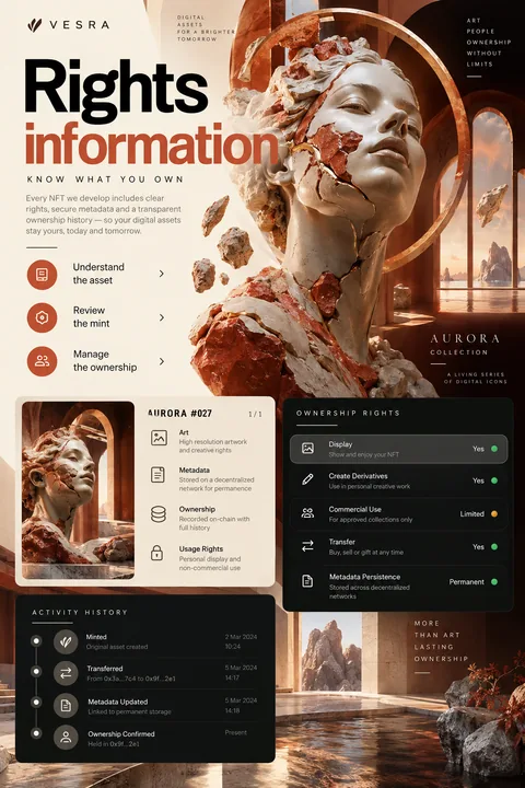 Original rights information interface concept illustrating nft development