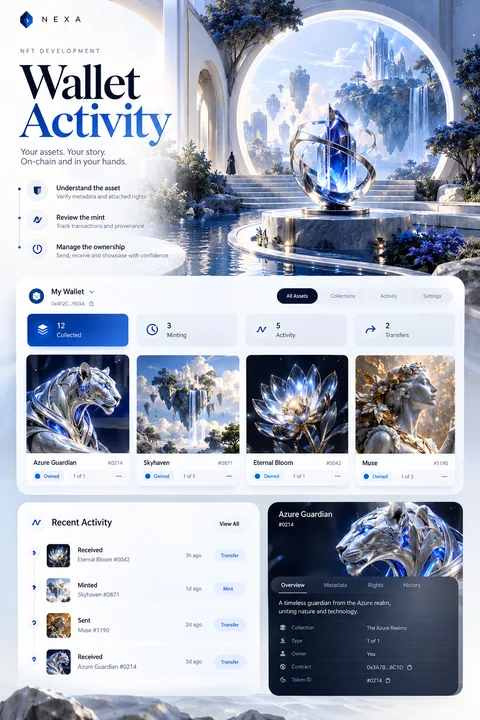 Original wallet activity interface concept illustrating nft development