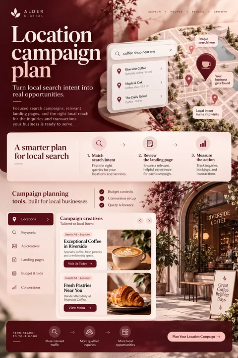 Original location campaign plan interface concept illustrating search engine marketing (sem)