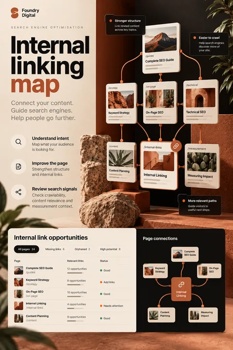 Original internal linking map interface concept illustrating search engine optimization (seo)