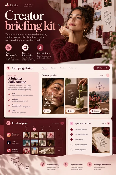 Original creator briefing kit interface concept illustrating social media marketing