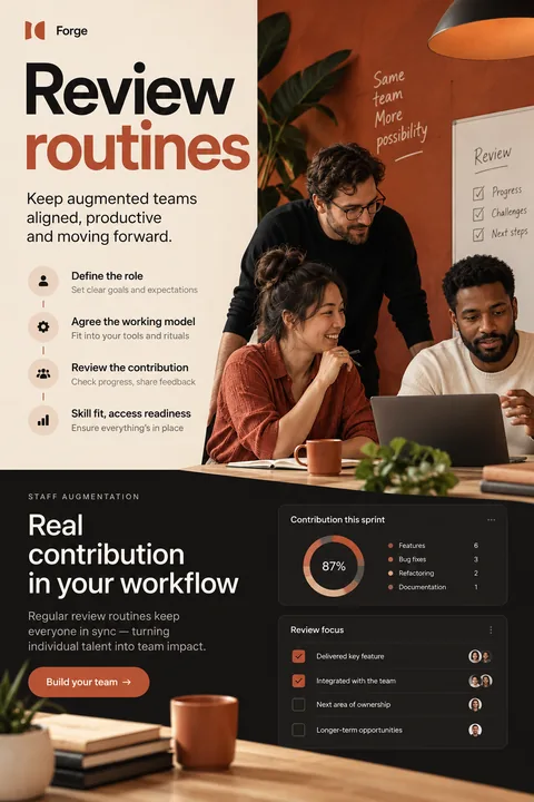 Original review routines interface concept illustrating staff augmentation