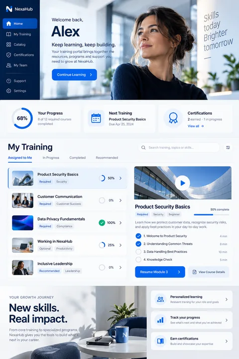 Original training access interface concept illustrating web portals