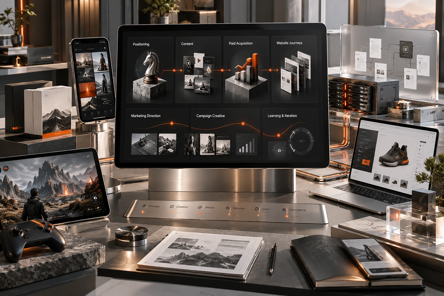 Original Digital Marketing Services studio concept exploring marketing direction, campaign creative, learning & iteration