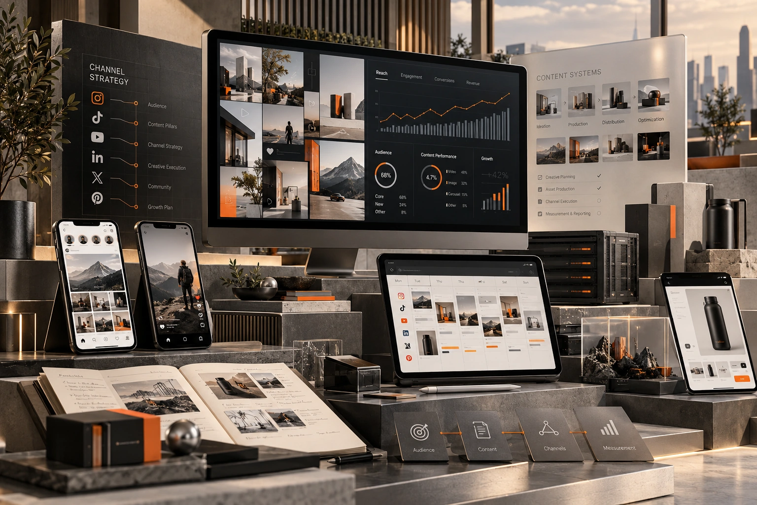 Original Social Media Marketing studio concept exploring channel strategy, content systems, measurement planning