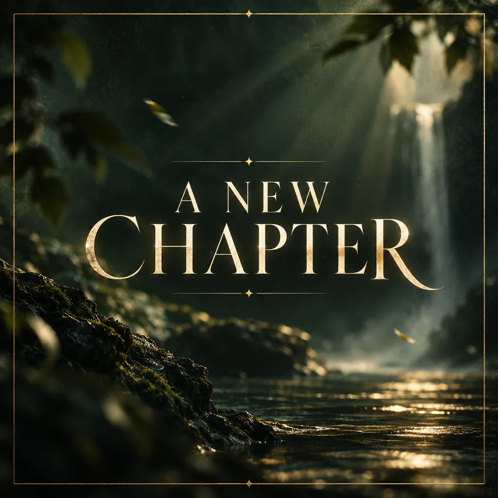 Ivory editorial title typography on a forest-green film opening